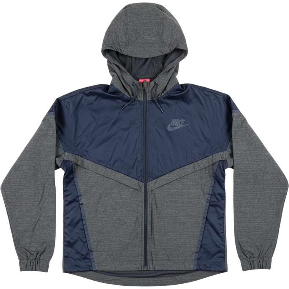 Nike Mens Windrunner Full Zip Hooded Jacket Navy Grey Chevron Small 856323-451